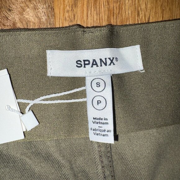 NWT Spanx Stretch Twill Cropped Wide Leg Pant Olive Green - Picture 5 of 8